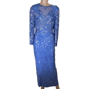 Joan Leslie vintage silk sequin beaded gown